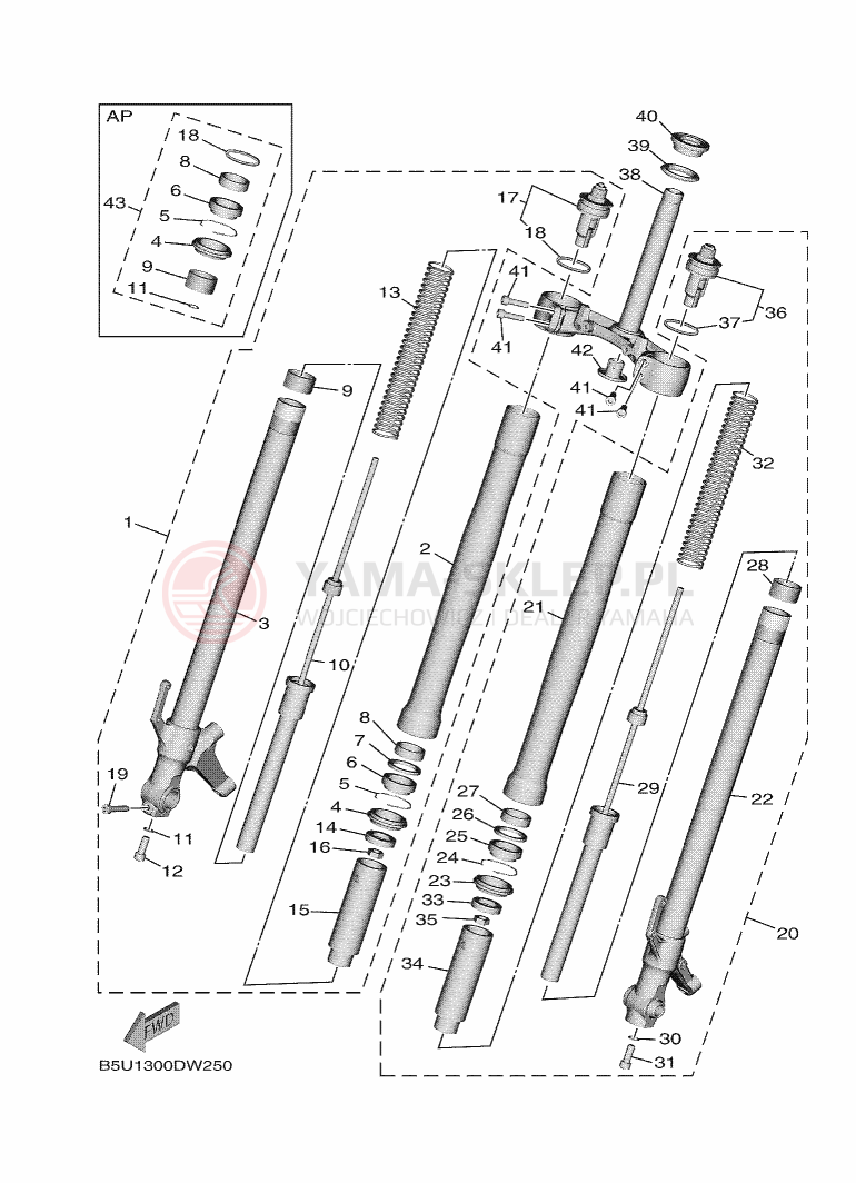 Schemat "Amortyzatory przód" do Yamaha TRACER 9