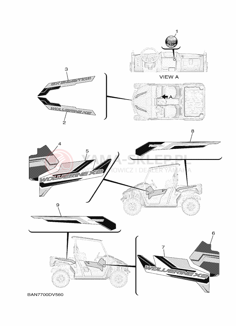 Schemat "Naklejki" do Yamaha WOLVERINE X2