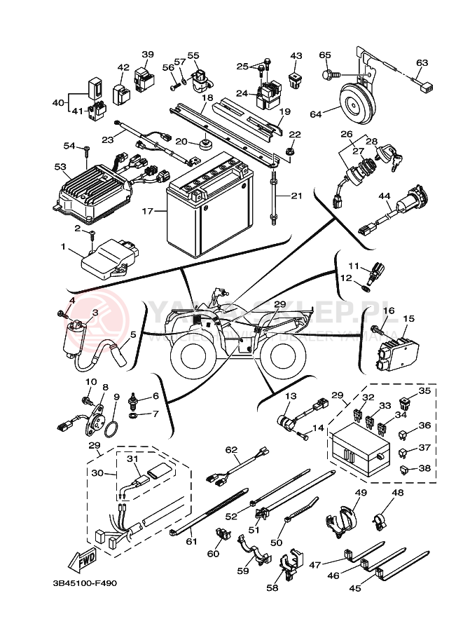 Schemat "układ elektryczny" do Yamaha GRIZZLY 700 FI