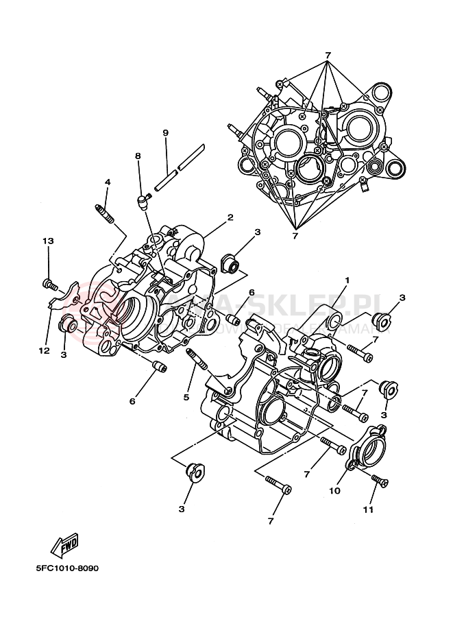 Schemat "Obudowa silnika" do Yamaha RZ50