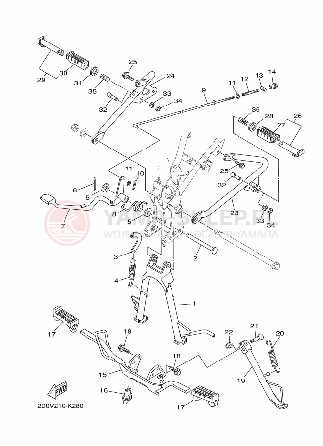 Schemat "Stopka postojowa i podnóżki" do Yamaha YB125