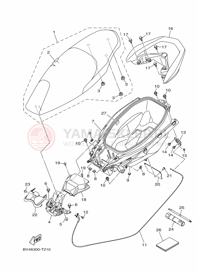 Schemat "siedzenie" do Yamaha NMAX 150