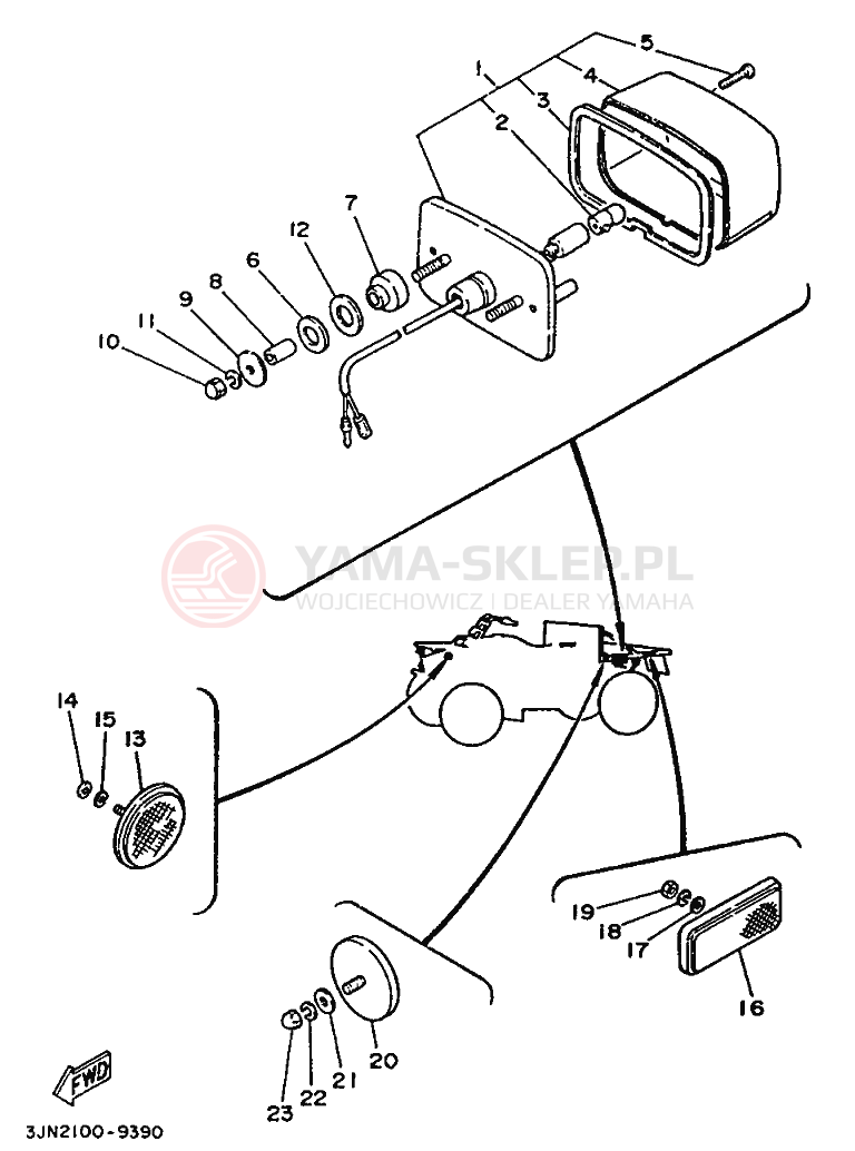 Schemat "Oświetlenie tył" do Yamaha PRO HAULER