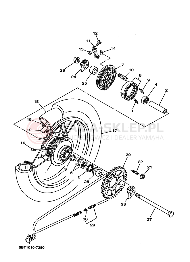 Schemat "Koło tył" do Yamaha ST225 BRONCO