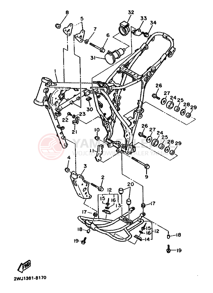 Schemat "rama" do Yamaha XT600