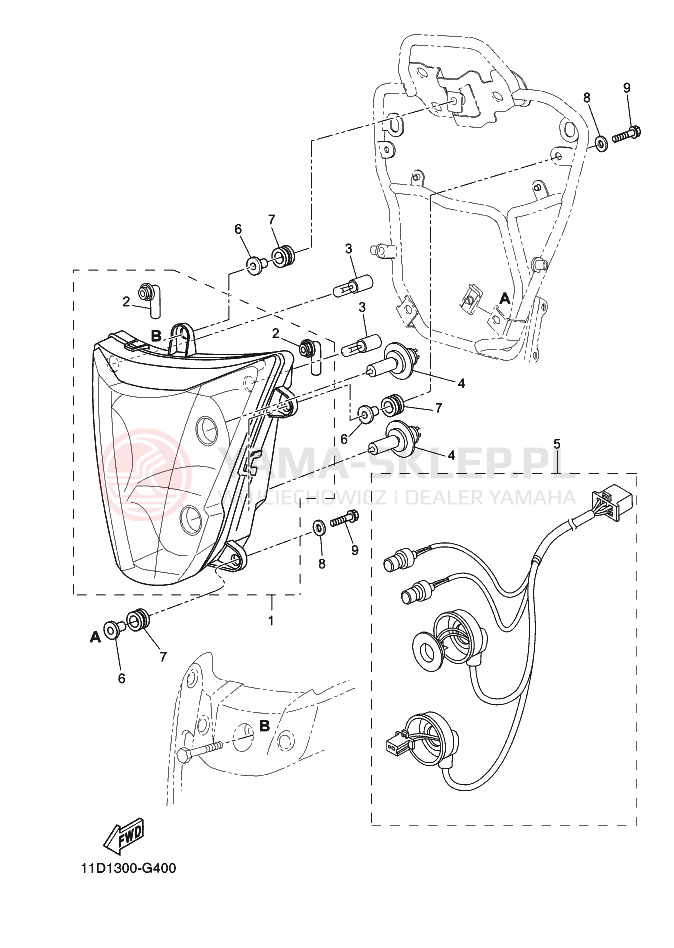 Schemat "Lampa przód" do Yamaha TENERE