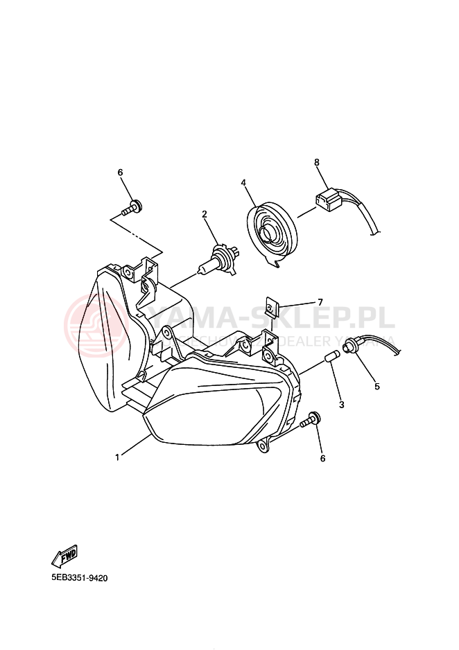 Schemat "Lampa przód" do Yamaha YZF-R6 R6