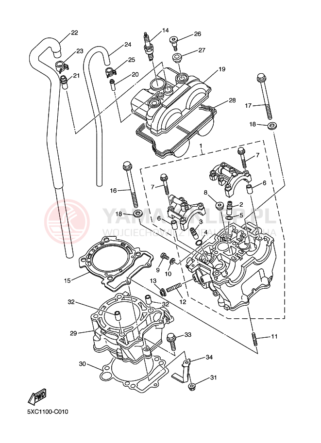 Schemat "cylinder" do Yamaha YZ250F