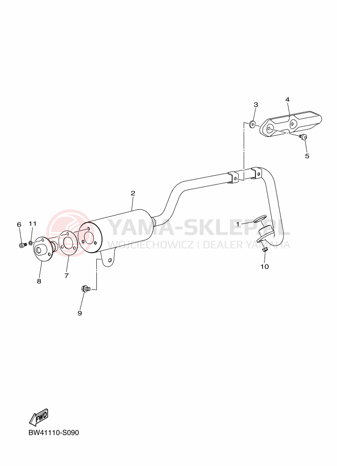 Schemat "Wydech końcowy" do Yamaha YFZ50