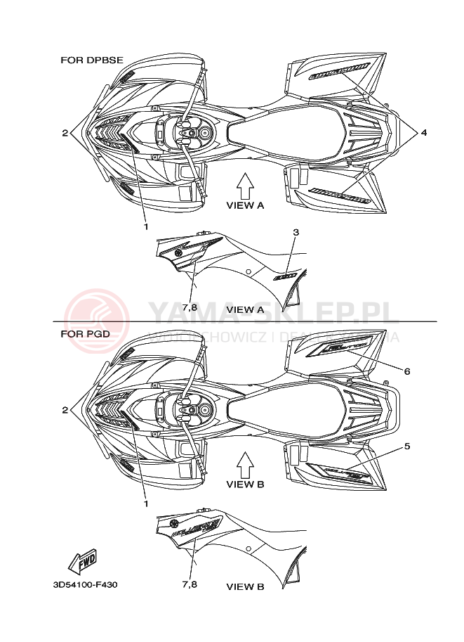 Schemat "Naklejki" do Yamaha WOLVERINE 2WD