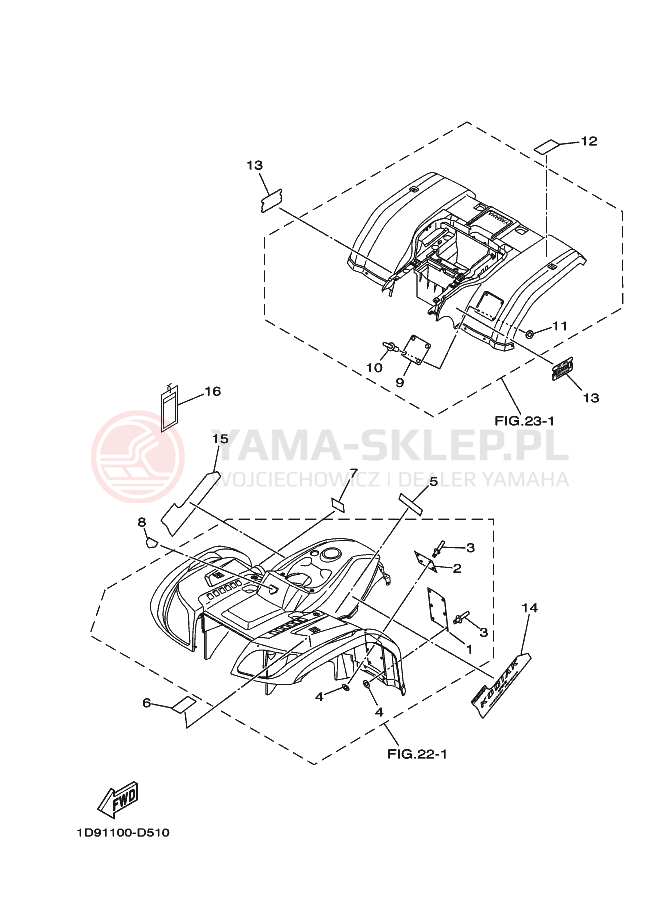 Schemat "naklejki" do Yamaha KODIAK 4WD