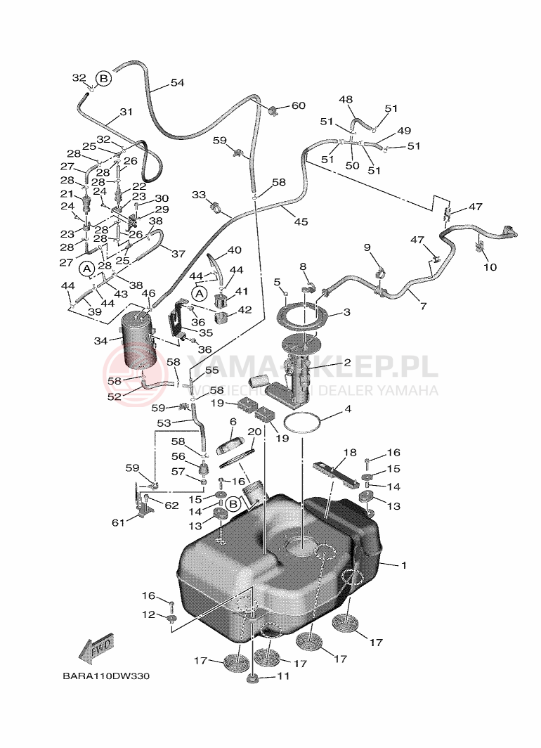 Schemat "zbiornik paliwa" do Yamaha WOLVERINE X4 850