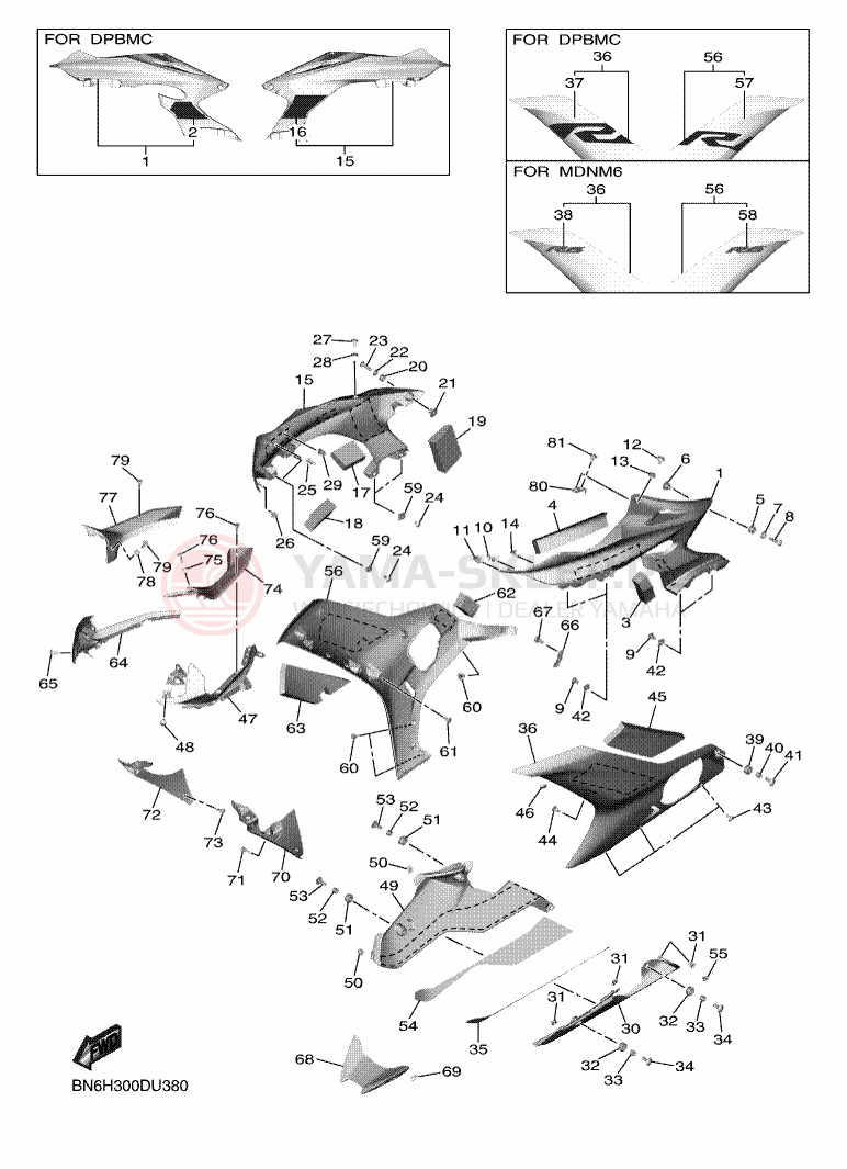 Schemat "elementy nadwozia" do Yamaha YZF-R6