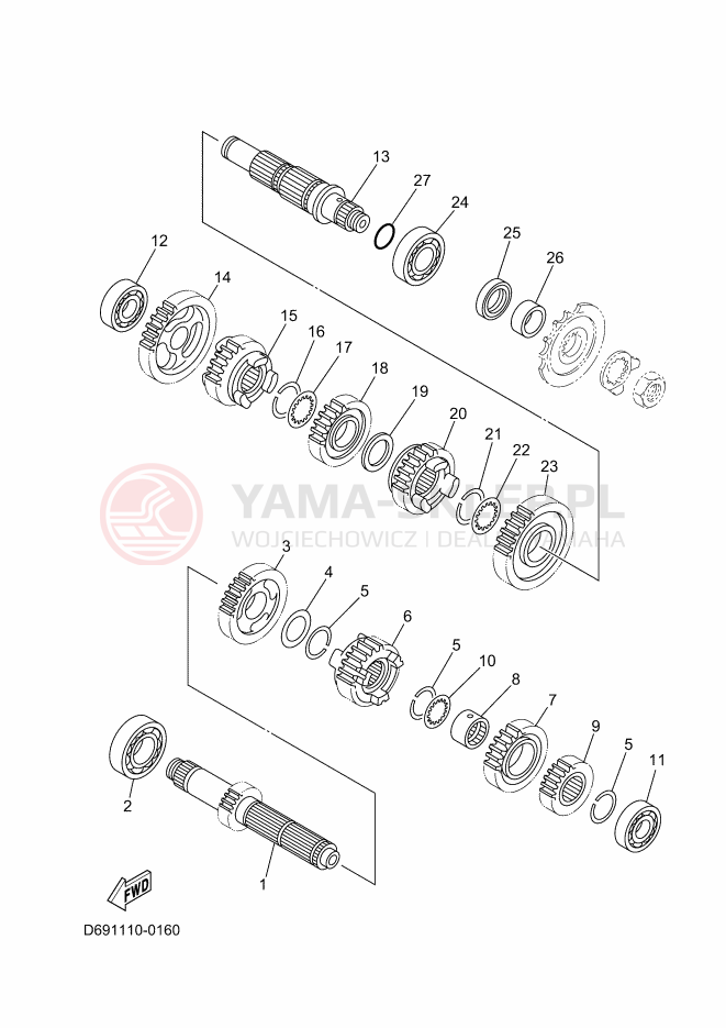 Schemat "Skrzynia biegów " do Yamaha YZ250