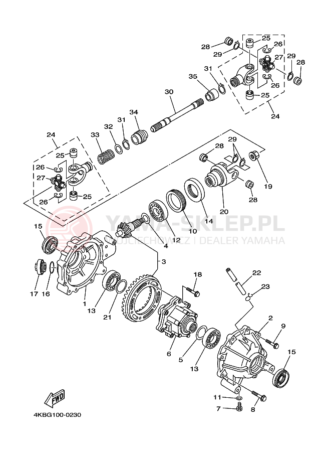 Schemat "Wał napędowy przód" do Yamaha YFM350FWX
