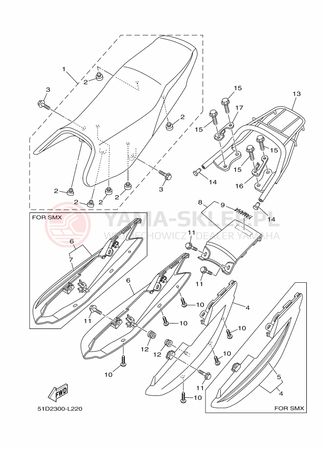 Schemat "siedzenie" do Yamaha YBR125ED