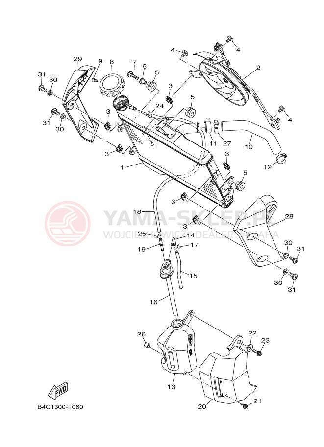 Schemat "Układ chlodzenia" do Yamaha MT-07 ABS