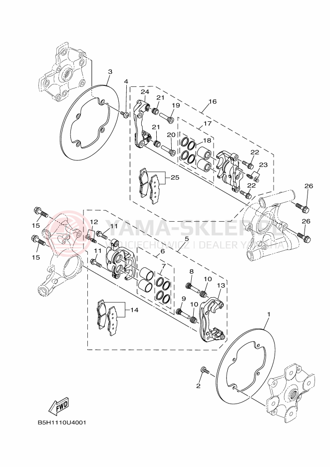 Schemat "Zacisk hamulcowy tylny" do Yamaha YXZ1000R SS