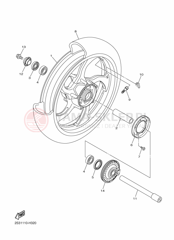 Schemat "Koło przód" do Yamaha VMAX