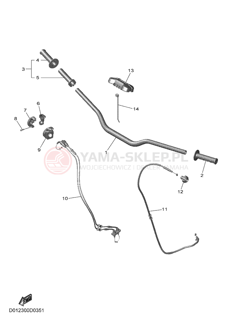 Schemat "Kierownica i osprzęt" do Yamaha YZ250F