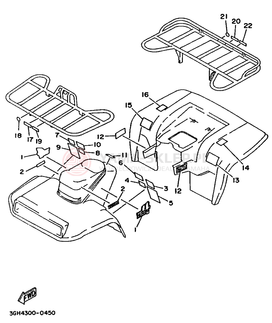 Schemat "naklejki" do Yamaha MOTO 4 - 250