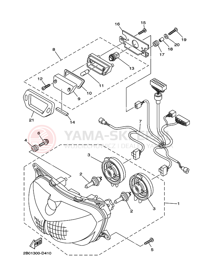 Schemat "Lampa przód" do Yamaha TDM900A