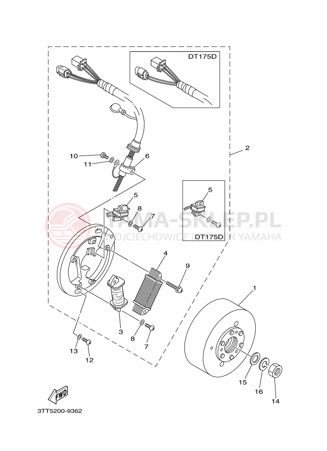 Schemat "prądnica" do Yamaha DT125