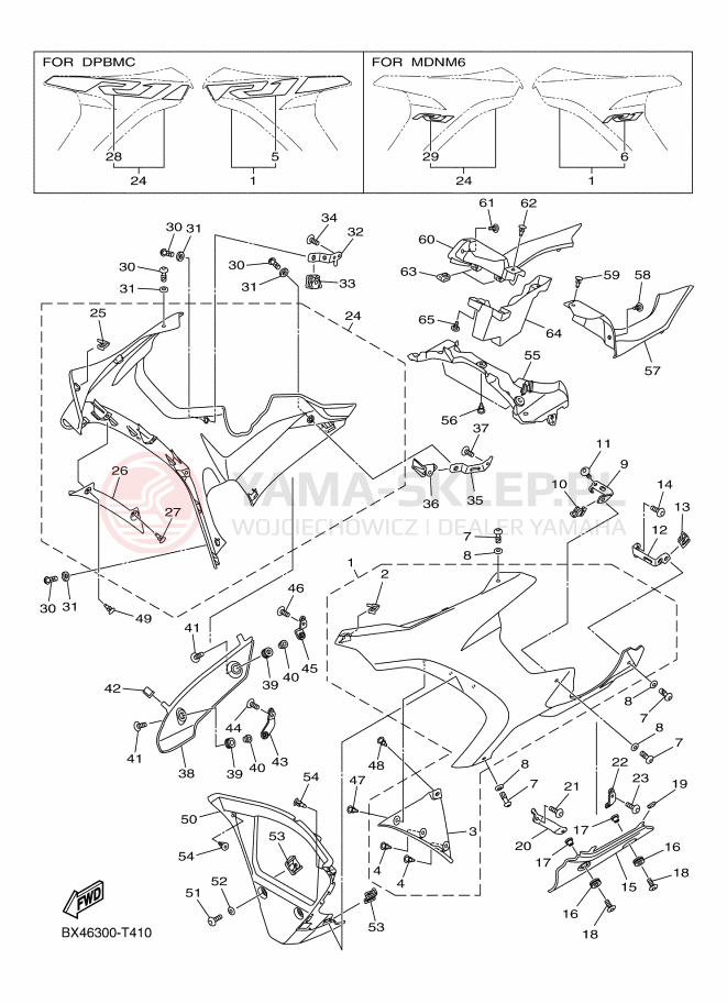 Schemat "elementy nadwozia" do Yamaha YZF-R1