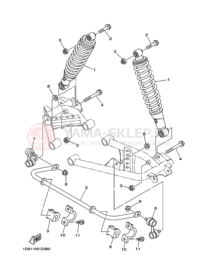 Schemat "zawieszenie tył" do Yamaha GRIZZLY 350