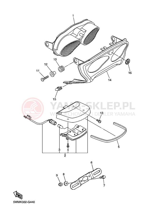Schemat "lampa tył" do Yamaha XJR1300
