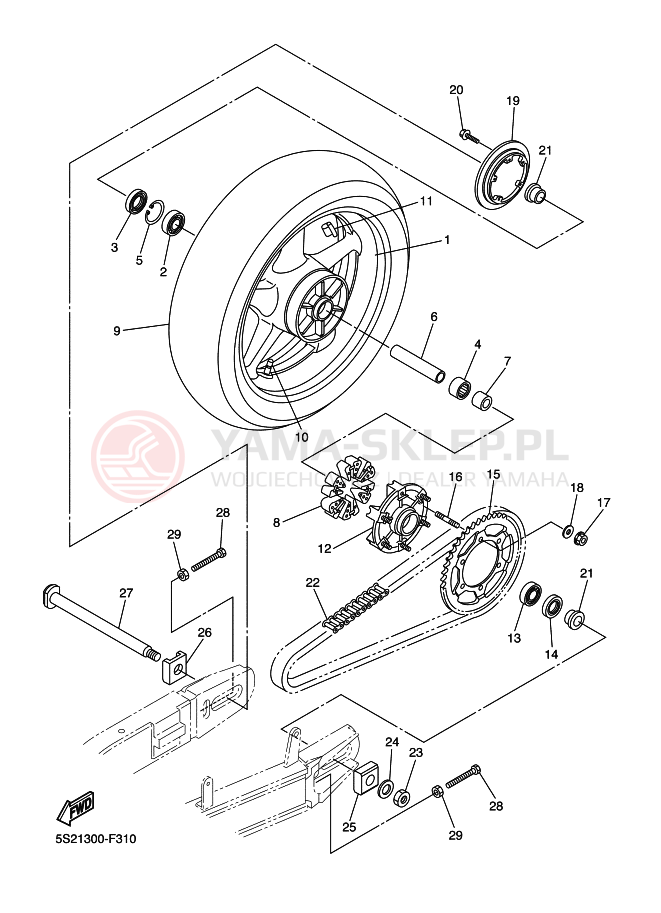 Schemat "Koło tył" do Yamaha FZ6