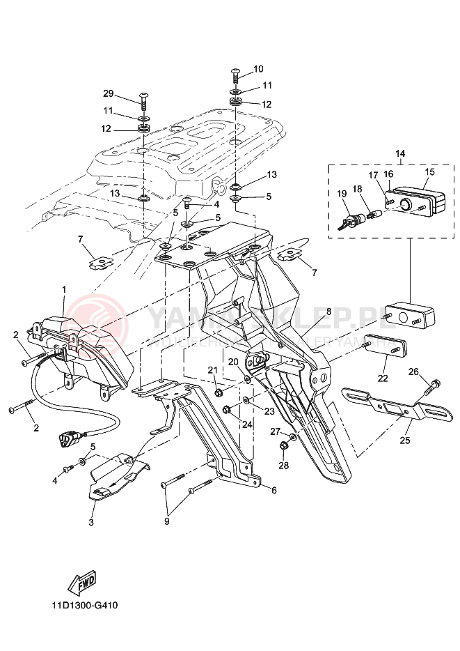 Schemat "Oświetlenie tył" do Yamaha TENERE