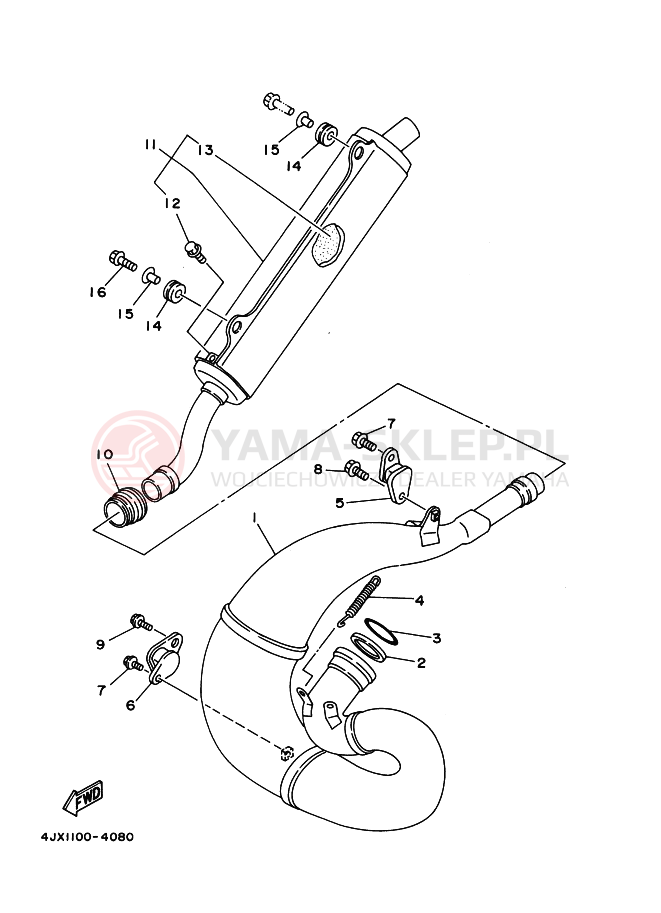 Schemat "Wydech końcowy" do Yamaha WR250Z