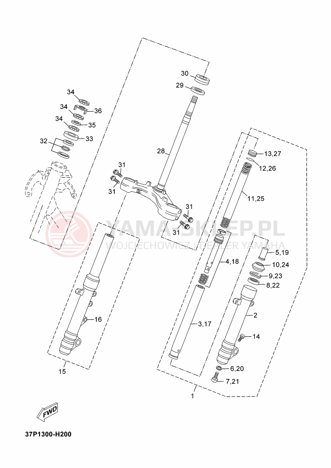 Schemat "Półki zawieszenia" do Yamaha X-MAX 250