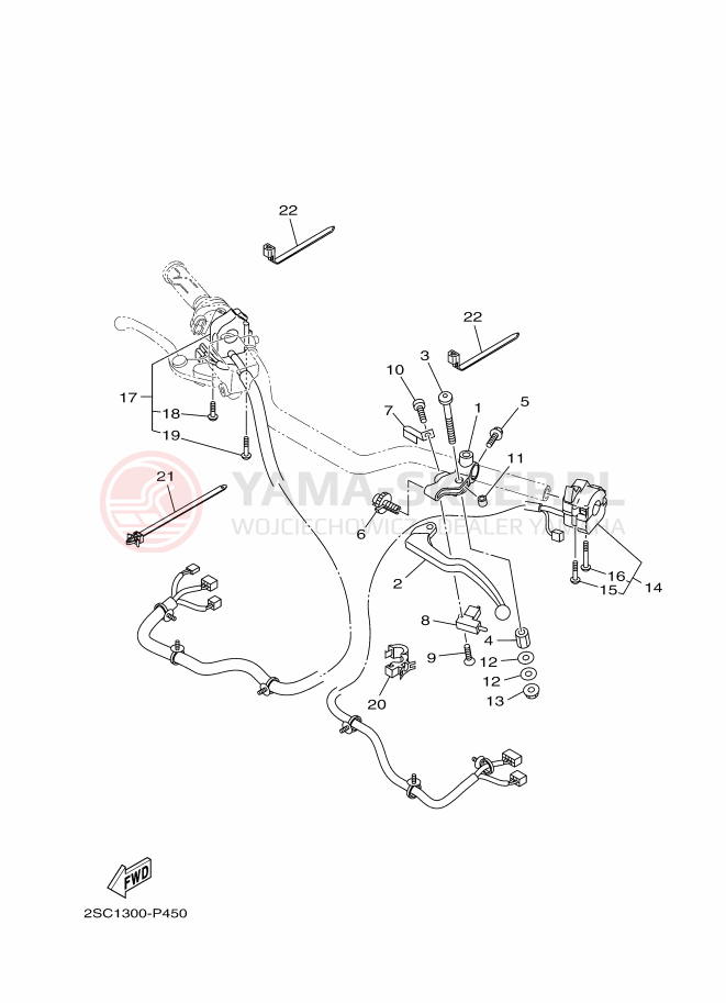 Schemat "Kierownica i osprzęt" do Yamaha TRACER 900