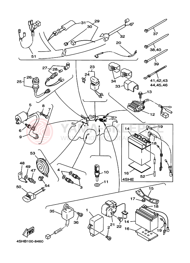 Schemat "układ elektryczny" do Yamaha YFM400FWK