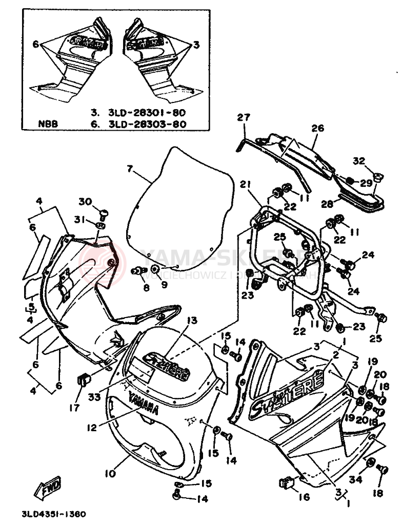 Schemat "elementy nadwozia" do Yamaha XTZ750 SUPERTENERE