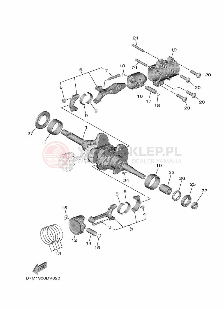Schemat "Wał korbowy, tłok" do Yamaha TMAX ABS
