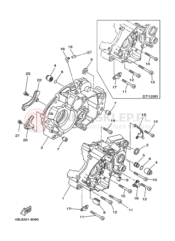 Schemat "Obudowa silnika" do Yamaha DT125RE