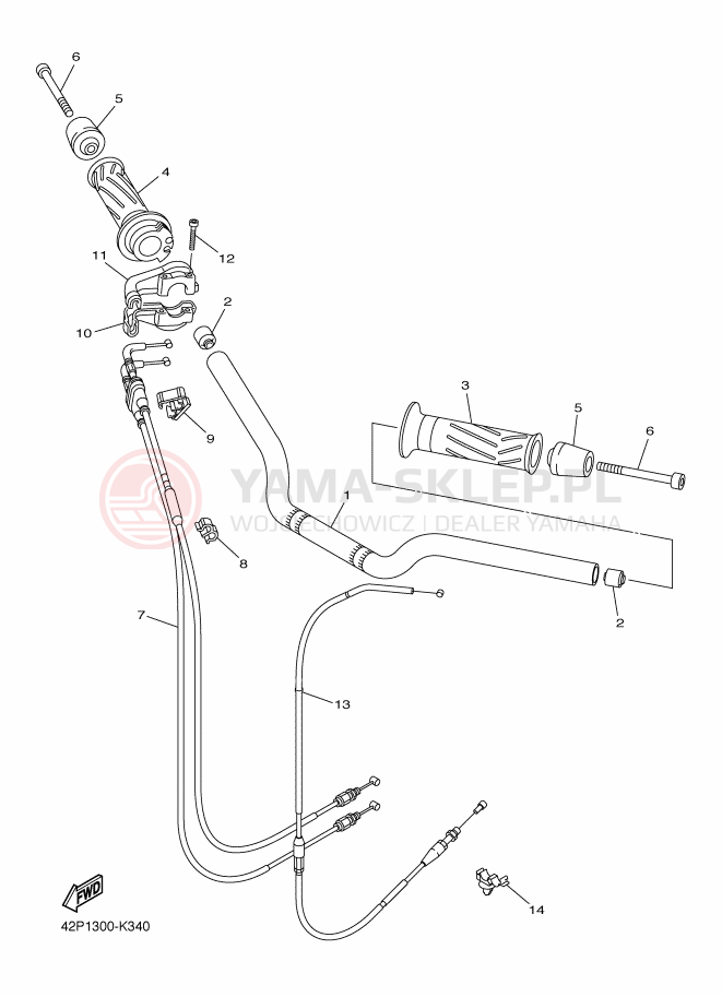 Schemat "Kierownica i osprzęt" do Yamaha FZ8-S ABS