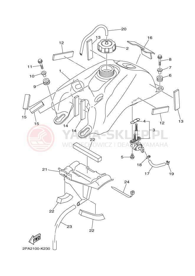 Schemat "zbiornik paliwa" do Yamaha RAPTOR 125