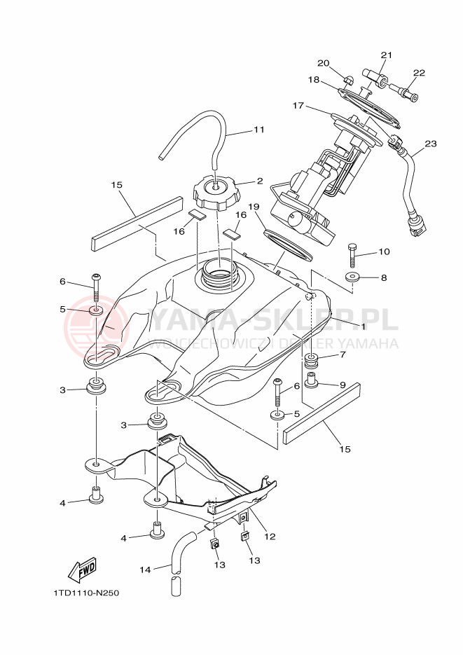 Schemat "zbiornik paliwa" do Yamaha YFZ450R