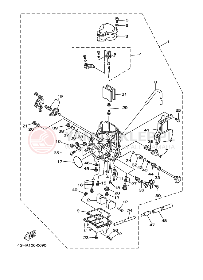 Schemat "Gaźnik" do Yamaha YFM400FW