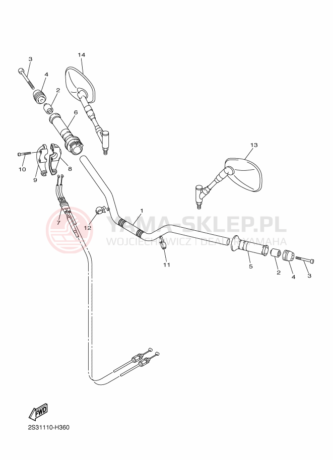 Schemat "Kierownica i osprzęt" do Yamaha VMAX17