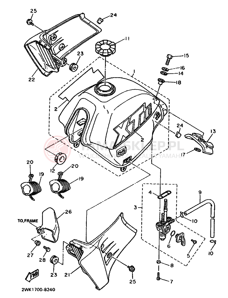 Schemat "zbiornik paliwa" do Yamaha XT500T