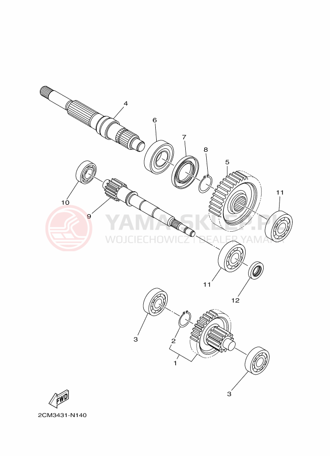 Schemat "Skrzynia biegów " do Yamaha TRICITY 125
