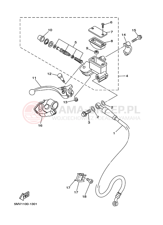Schemat "Pompa hamulcowa przednia" do Yamaha WR250F