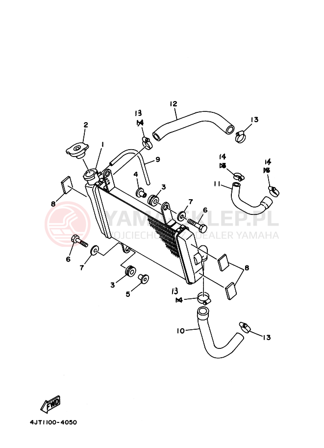Schemat "Układ chlodzenia" do Yamaha TZ125