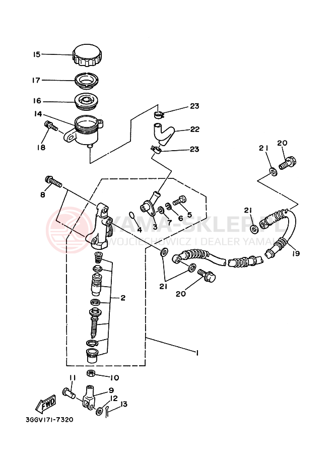 Schemat "Pompa hamulcowa tył" do Yamaha BANSHEE