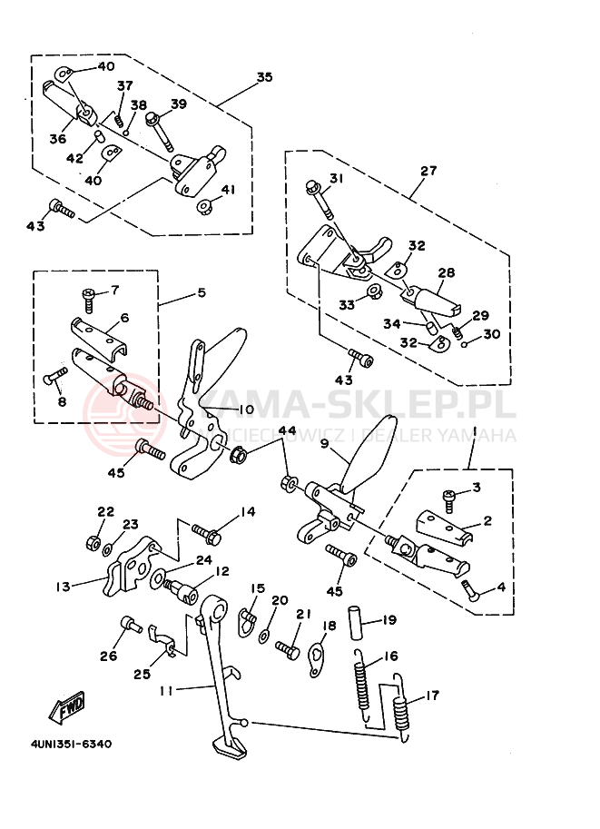Schemat "Stopka postojowa i podnóżki" do Yamaha TRX850